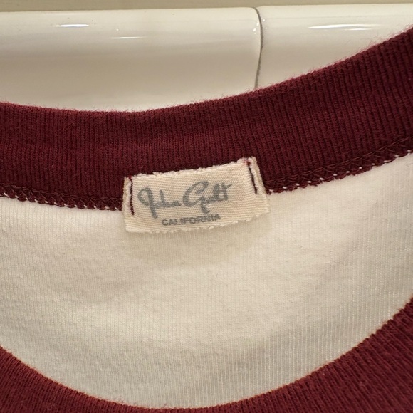 😀😀😃John Galt Brandy Melville Hailie 14 Ringer shirt. White and Burgundy - Picture 8 of 9